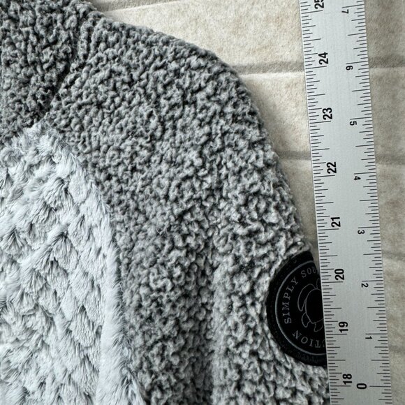 Simply Southern Sherpa Fleece Pullover Gray White Button Front Women’s Small - Picture 11 of 13
